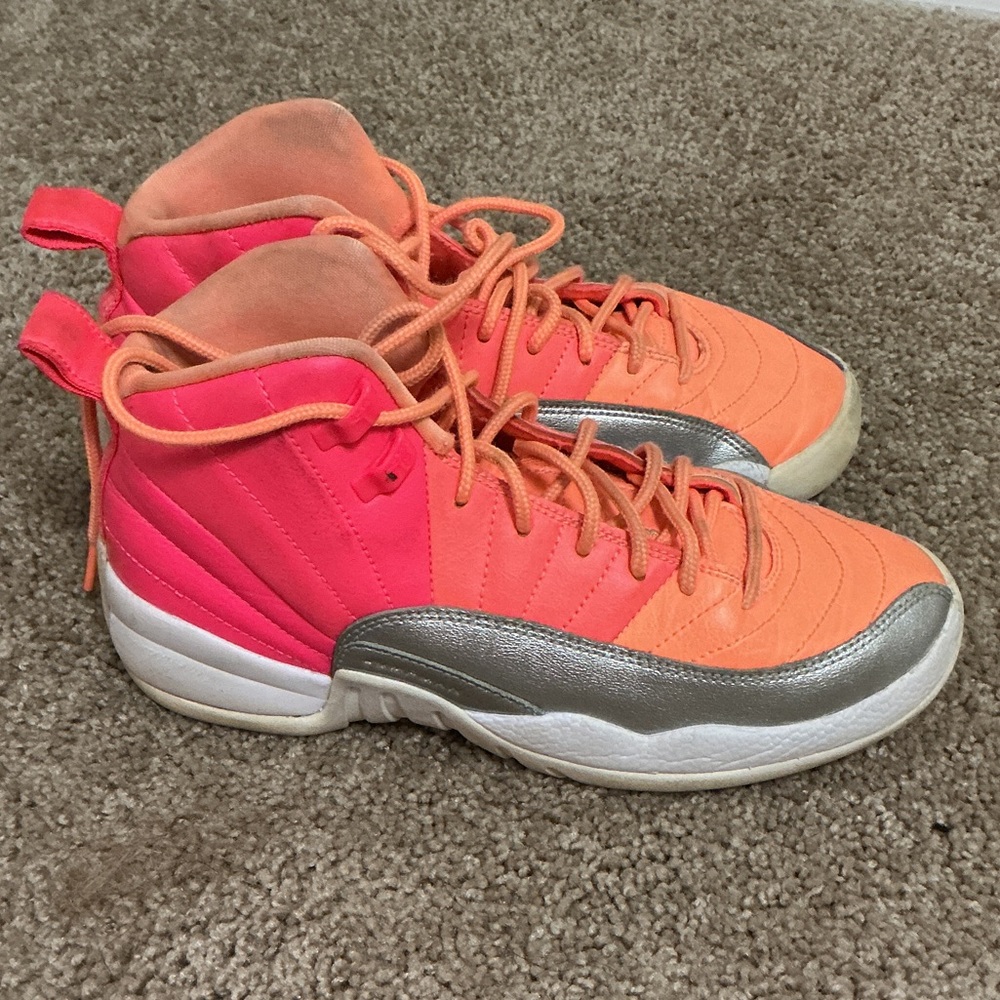 Jordan Kids Sneakers in Pink and Orange with Silver Accents